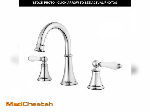 Lot 74-14354705 - Pfister Courant 8 in. Widespread 2-Handle Bathroom Faucet in Polished Chrome with White Handles - UN...