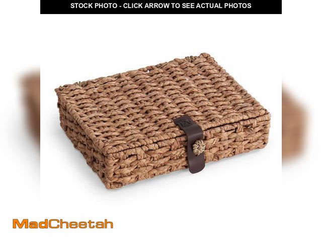 Lot 74-13541989 - Decorative Box with Lid, Wicker Storage Basket, Water Hyacinth Woven Decorative box for Shelf, Coffe...