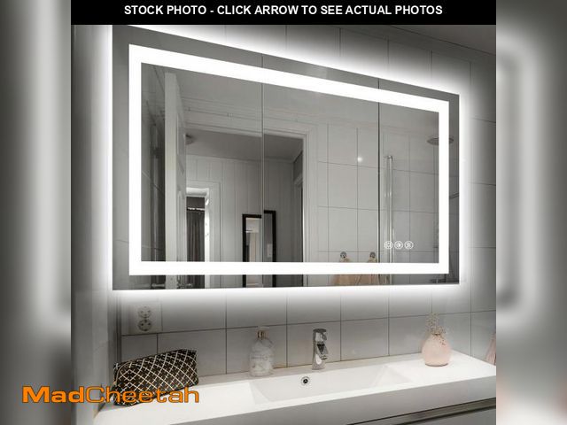 Lot 74-12274391 - Hivone 40X32 LED Bathroom Mirror with Lights, Anti-Fog, Dimmable, Backlit + Front Lit, Smart Bathroo...