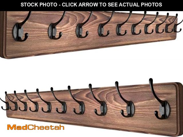 Lot 74-12416931 - Rustic Coat Rack Wall Mount Ã¢â¬â 38.6 Inch Long Wall Mounted Coat Rack with 10 Hooks Ã¢â¬â So...
