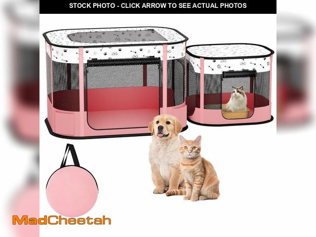 Lot 74-12699894 - DESELL Portable Cat Playpen, 8-Rod Reinforced Kitten Dog Playpens, Foldable Play Pen for Indoor Cats...