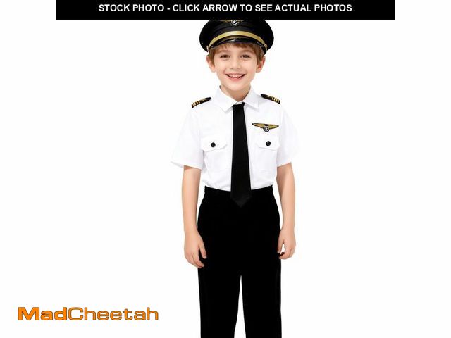 Lot 74-12710990 - Davsolly Airline Pilot Costume for Kids Airline Captain Uniform for Halloween Career Day Dress Up Bi...