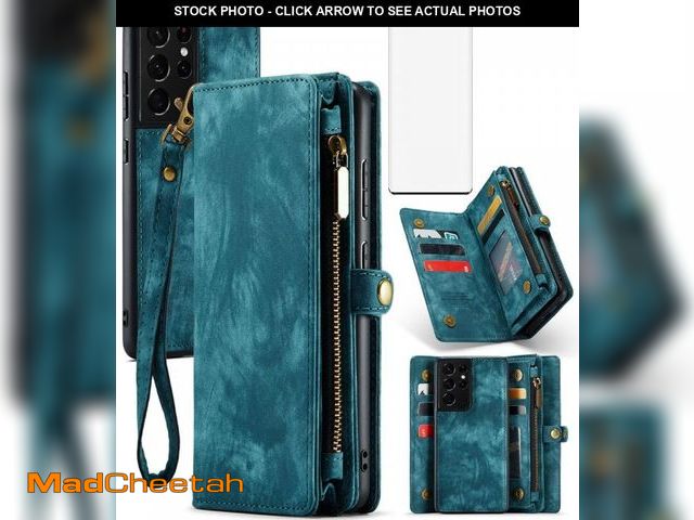 Lot 74-11546627 - Asuwish Phone Case for Samsung Galaxy S21 Ultra Glaxay S21ultra 5G Zipper Wallet Cover with Tempered...