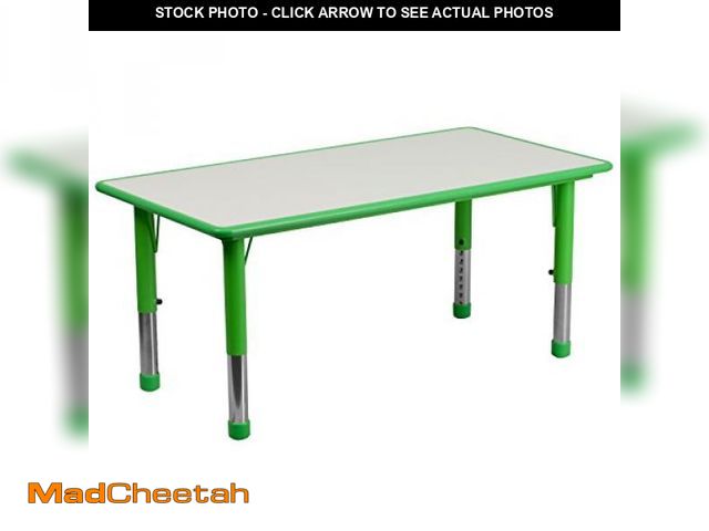 Lot 74-12045689 - (MISSING LEGS) Flash Furniture Wren 23.625''W x 47.25''L Rectangular Green Plastic Height Adjustable...