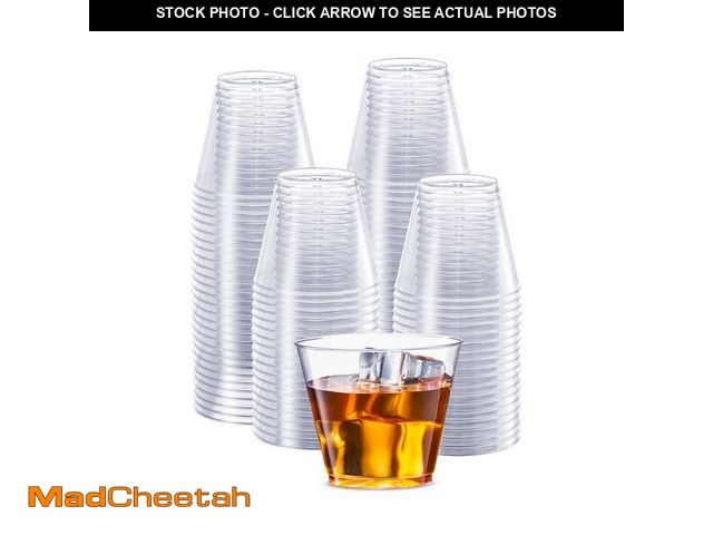 Lot 74-12716950 - SETUP Clear Hard Plastic Cups/Tumblers [5 oz. Squat - 200 Count] Small Disposable Party Cocktail Gla...