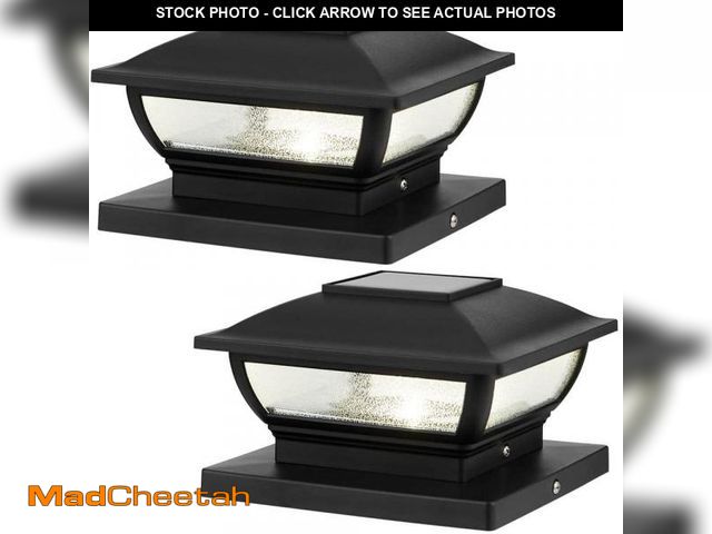Lot 74-11825833 - Hampton Bay 4 x 4 or 6 x 6 Black Integrated LED Outdoor Solar Deck Post Cap Light (2-Pack) - UNUSED