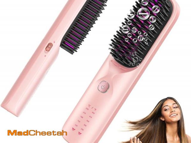 Lot 74-12325094 - Cordless Hair Straightener Brush - Portable Hair Straightening Brush for Travel - 300M Negative Ions...