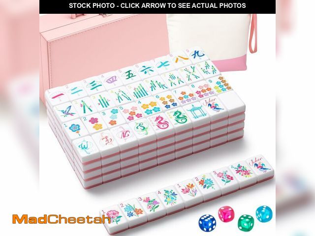 Lot 74-12977995 - Soulchen 1.2 Inch Acrylic American Mahjong Set 168 Blossom Numbered Tiles, Tiles Bag and Portable Tr...