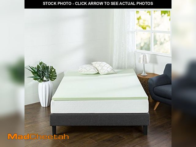 Lot 74-12399481 - ZINUS 1.5 Inch Green Tea Memory Foam Mattress Topper, Pressure-Relieving Layers, CertiPUR-US Certifi...