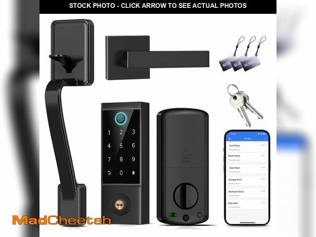 Lot 74-14423882 - BEBASIA Heavy Duty Fingerprint Smart Door Lock for Front Door, APP Control Front Door Lock Sets, Aut...