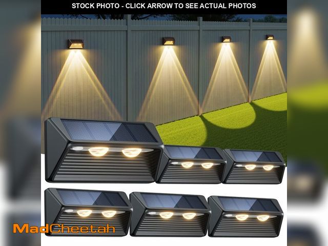 Lot 74-12707293 - WdtPro Solar Fence Lights Outdoor - 3500K/6000K 2 Modes, Super Bright Lens LED Fence Lights Solar Po...