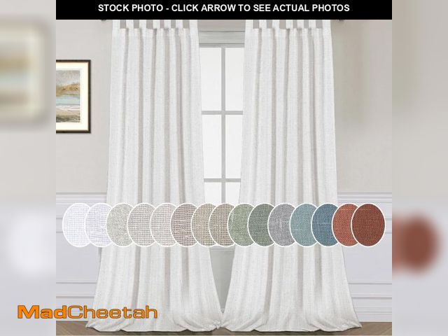 Lot 74-12309500 - Living Room Linen Curtains Home Decorative Tab Top Curtains Privacy Added Energy Saving Light Filter...