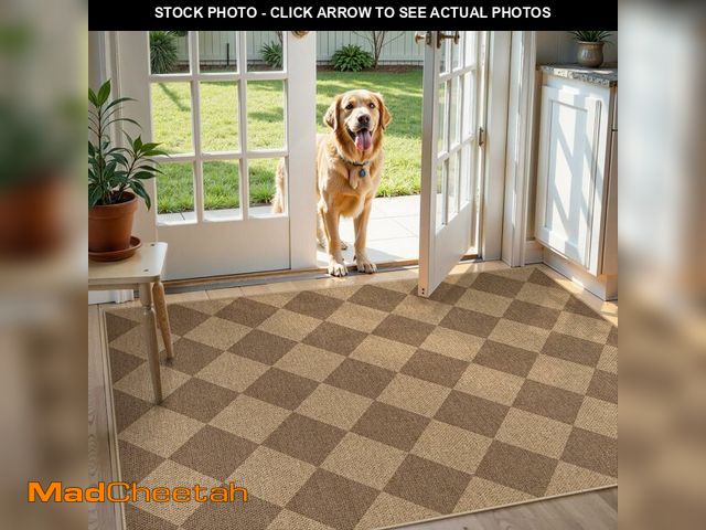 Lot 74-13951561 - Lahome Checkered Easy Jute Indoor Outdoor Rug, 3x5 Washable Nature Rug for Entryway Living Room Indo...