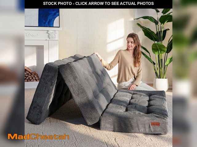Lot 74-13710107 - MAXYOYO Tri-Fold Mattress, 6 Inch Tufted Folding Futon Foam Bed, Foldable Floor Mattress Guest Bed F...