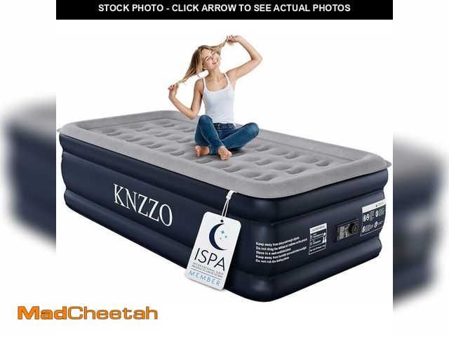 Lot 74-13583270 - KNZZO Twin Air Mattress with Built-in Pump, 18" Top Inflatable Mattress with Waterproof Flocking Fab...
