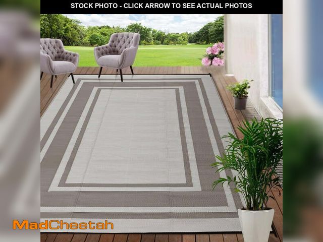 Lot 74-12779441 - Outdoor Plastic Waterproof Rug 5'x 8' for Patio, Porch, Deck, Backyard, Balcony, Reversible, Geometr...