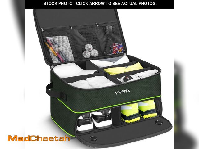 Lot 74-14274554 - YOREPEK 2 Layer Golf Trunk Organizer Storage for 2 Pair Shoes, Car Trunk Storage with Adjustable Div...