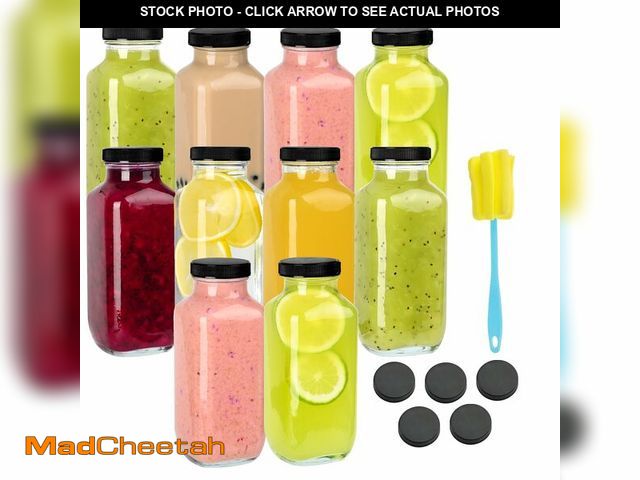 Lot 74-13622534 - Benestanti 10 Pack 16oz Glass Juice Bottles with Lids - Reusable Juicing Bottles Glass Drinking Jars...