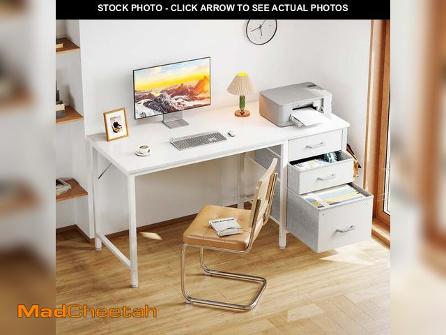 Lot 74-14086931 - Casacomoda 48 Inch Computer Desk with Fabric Drawers &amp; File Cabinet, Home Office Desk for small ...