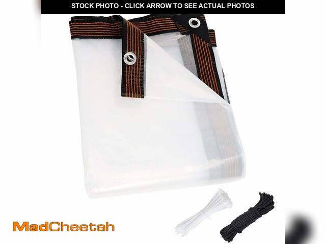 Lot 74-12707956 - ZYP 6.6x13 FT Heavy Duty Clear Waterproof Tarps Outdoor Garden Rainproof Covering,Clear Vinyl Tarp w...