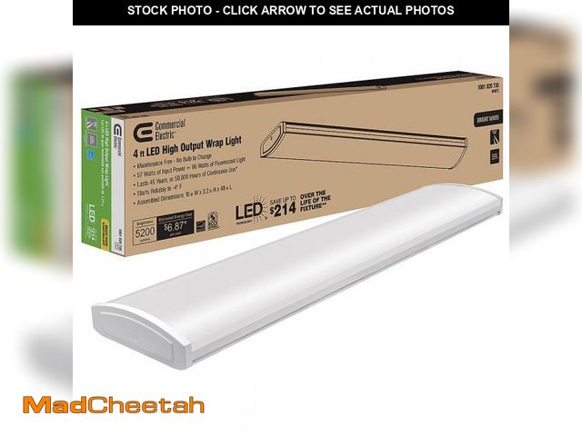 Lot 74-12400605 - 1-Pack 4 Ft. 5200 Lumens LED Wraparound Light Garage Shop Light Office Warehouse Lighting 120-277V 4...
