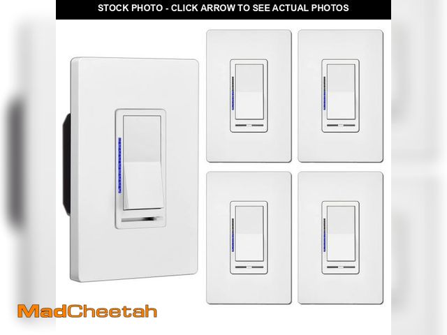 Lot 74-12433619 - BESTTEN 5 Pack Digital Dimmer Switch with LED Indicator, Single Pole or 3-Way, for Dimmable LED Ligh...