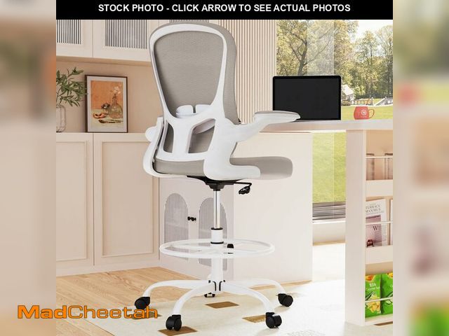 Lot 74-13709491 - Drafting Chair, Tall Office Chair with Flip-up Armrests Executive Ergonomic Computer Standing Desk C...