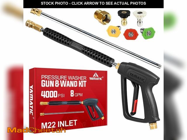 Lot 74-14274401 - YAMATIC Pressure Washer Gun and Wand with 5 Spray Nozzles, M22-14mm &amp; M22-15mm Fitting Replaceme...