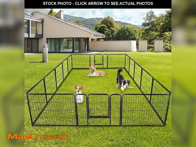 Lot 74-14067607 - Smug Heavy-Duty Iron Dog Playpen - 16 Panels 24" Durable, Rust-Resistant Pet Fence for Indoor &amp; ...