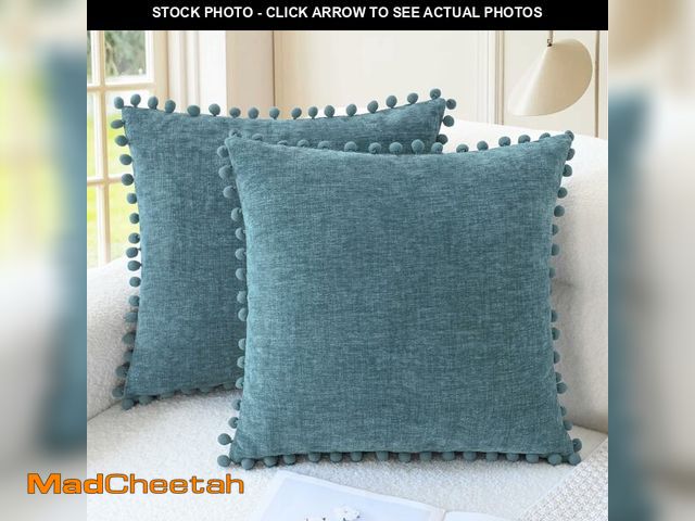 Lot 74-12710295 - CaliTime Throw Pillow Covers Decorative 22 X 22 Inches Pack of 2 Cozy Solid Dyed Soft Chenille Cushi...