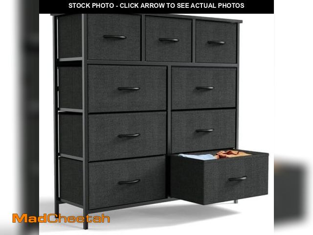 Lot 74-12144461 - Fabric Storage Dresser with 9 Drawers  Steel Frame &amp; Wooden Top for Bedroom  Entryway  Nursery -...