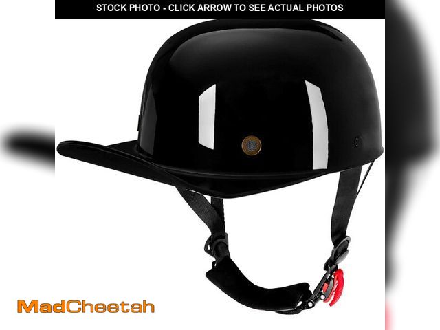 Lot 74-13576755 - Yesmotor Baseball Style Cap Retro Motorcycle Helmet Unisex-Adult - DOT Approved (Light Black, XL) - ...