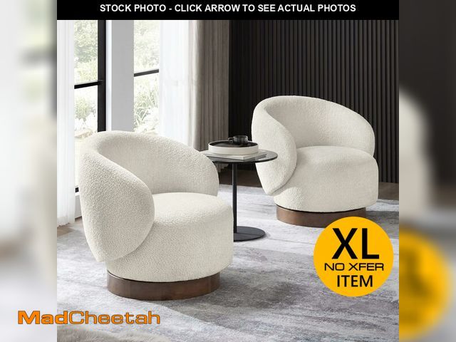Lot 74-13579394 - KISLOT Swivel Accent Chair Round Barrel Armchair Upholstered Performance Fabric for Living Room Bedr...