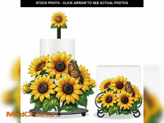 Lot 74-14480711 - Shellwei 2 Pcs Sunflower Paper Towel Holder Sunflower Bathroom Kitchen Decor Floral Napkin Holder fo...