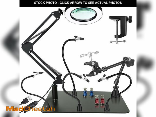 Lot 74-12714496 - Magnetic Helping Hands Soldering Station, 10X LED Magnifying Lamp, Magnifying Glass with Light and S...