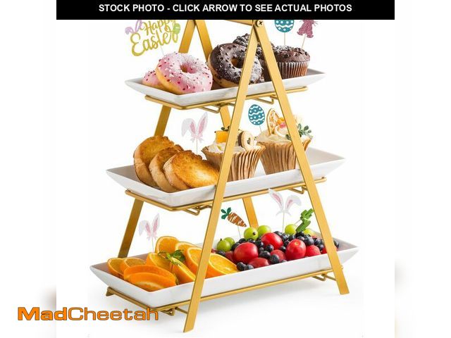 Lot 74-14304206 - YHOSSEUN 3 Tier Serving Tray, Porcelain Tiered Tray Stand, 10+12+14 Inch Serving Platters and Trays ...