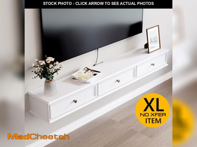 Lot 74-12786585 - (SOME DAMAGE)YeTrini 70-inch Wall-Mounted TV Stand, Accommodates 50- to 75-inch TVs, Features Hidden...