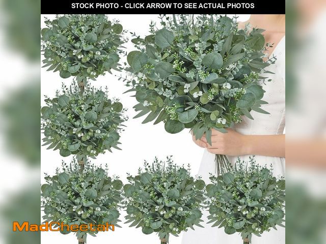 Lot 74-14384953 - Serwalin 100Pcs Artificial Greenery Stems, Faux Eucalyptus Stems Bulk with Fake Leaves, Mixed Greene...