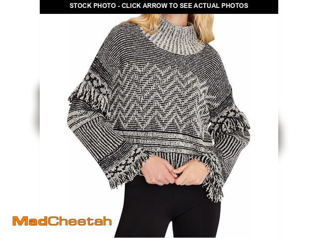 Lot 74-12719649 - Club Monaco Women's Boucle Fringe Turtleneck Sweater, Navy Mix/Bleu Marine, X-Large - UNUSED