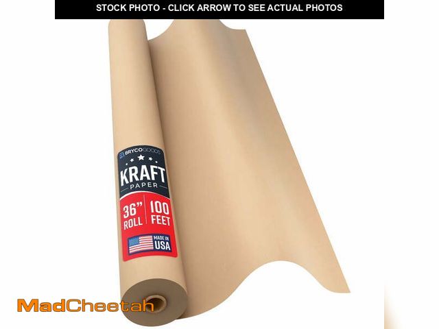 Lot 74-12831654 - Bryco Goods 36 Inch x 100 Feet - Large Brown Kraft Paper Roll - Made in USA - Ideal for Gift Wrappin...