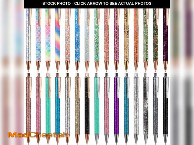 Lot 74-11559561 - Zonon 30 Pcs Glitter Ballpoint Pens for Woman Fancy Shiny Ballpoint Pens Metal Retractable Ballpoint...