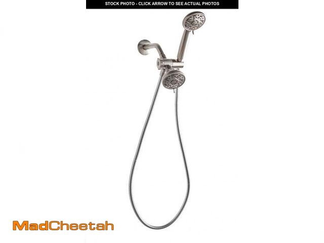 Lot 74-12526703 - Mainstays 3-Setting Luxury Shower Combo with 19 Possible Flow Combinations, Satin Nickel - USED