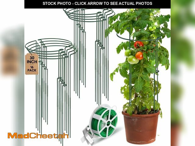 Lot 74-14050462 - Menkxi 16 Pack Plant Support Stakes 30" H x 11.5" W Half Round Peony Cages and Supports with 66 ft T...