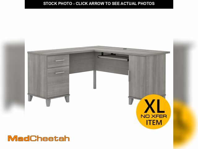 Lot 74-12819595 - Bush Furniture 60-inch L Shaped Desk with Storage, Spacious Corner Computer Table for Home Office, S...