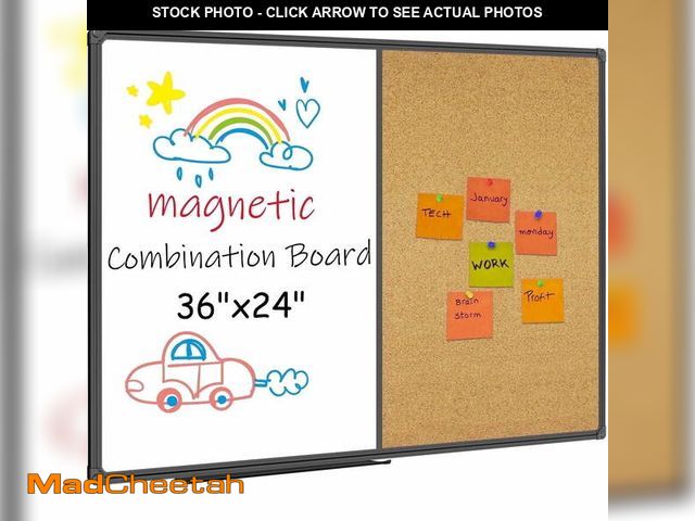 Lot 74-13781233 - (MISSING CORK BOARD) JILoffice Cork Board Magnetic Board Combo 24" x 36" Bulletin Board with Dry Era...