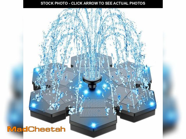 Lot 74-14432449 - SZMP Solar Fountain Upgraded, 3.5W Snowflake Double Layer Colorful Lights, 2000mAh Battery 4 Fixes &...
