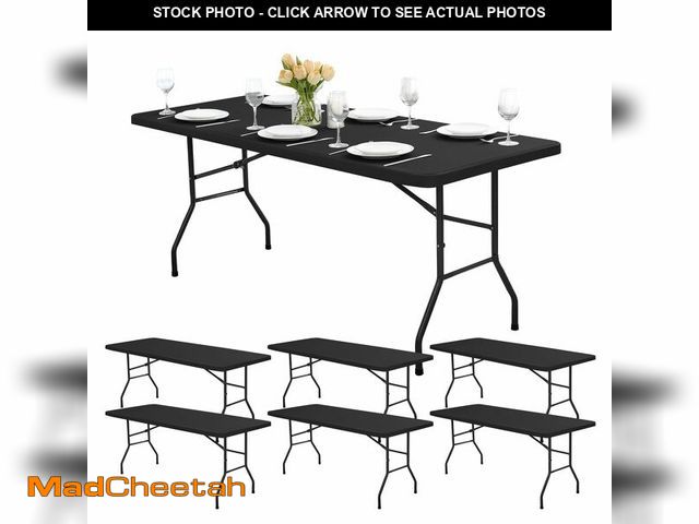 Lot 74-14213038 - RichSets 6ft Fitted Tablecloth Rectangle - 6 Pack Outdoor Picnic Table Covers with Elastic, Washable...