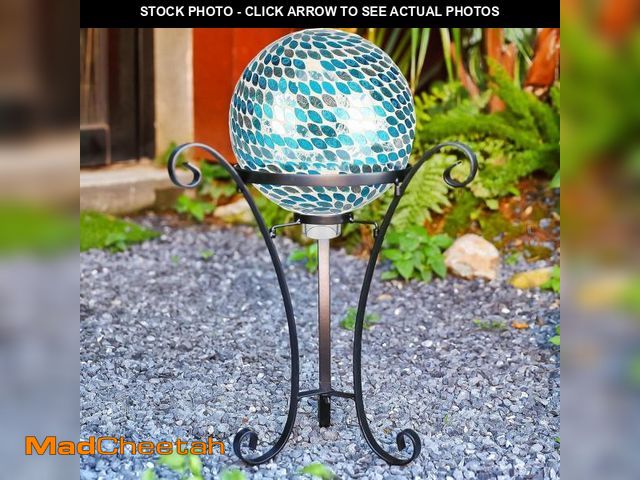 Lot 74-12333526 - Wenbery Metal Gazing Globe Stand for 10 or 12 Inch Balls - 17" H Black Outdoor Holder With 3 Stakes ...