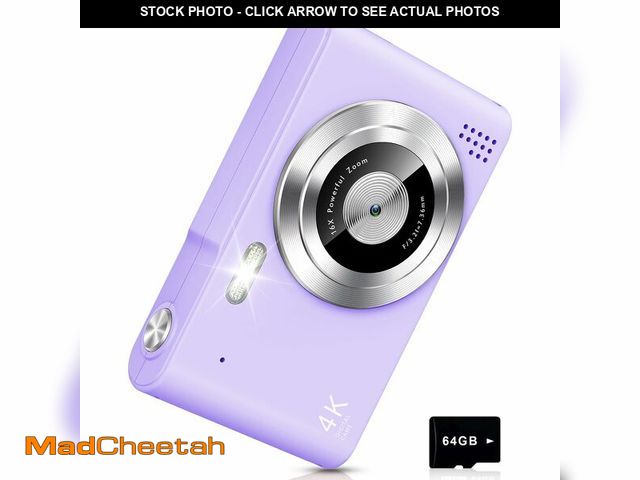 Lot 74-12452576 - Digital Camera, Camera for Kids, UHD 4K 48MP Point and Shoot Digital Cameras with 64GB SD Card and 1...