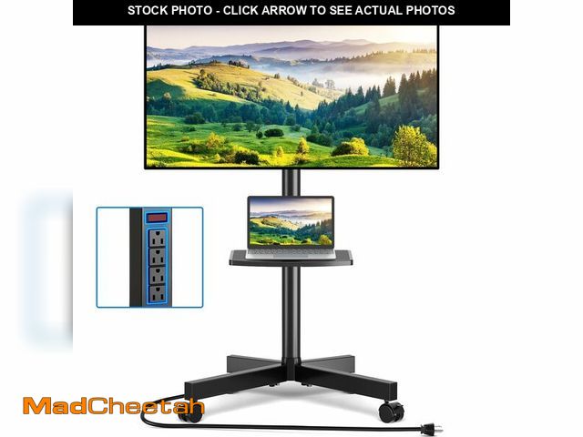 Lot 74-14271819 - Rfiver Mobile TV Cart with Power Outlet, Rolling TV Stand for 23-65 Inch LCD LED OLED Flat Panel Cur...